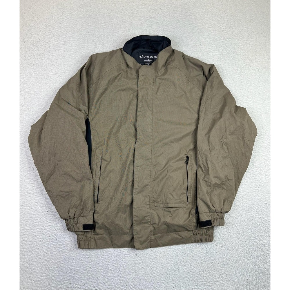 FootJoy DryJoys Jacket Mens Large Brown Check Full Zip Golf Rain Windbreaker